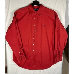 Vintage Ralph Lauren "Blake" Button-Down Shirt, Red Two-Ply Cotton, Men’s XL